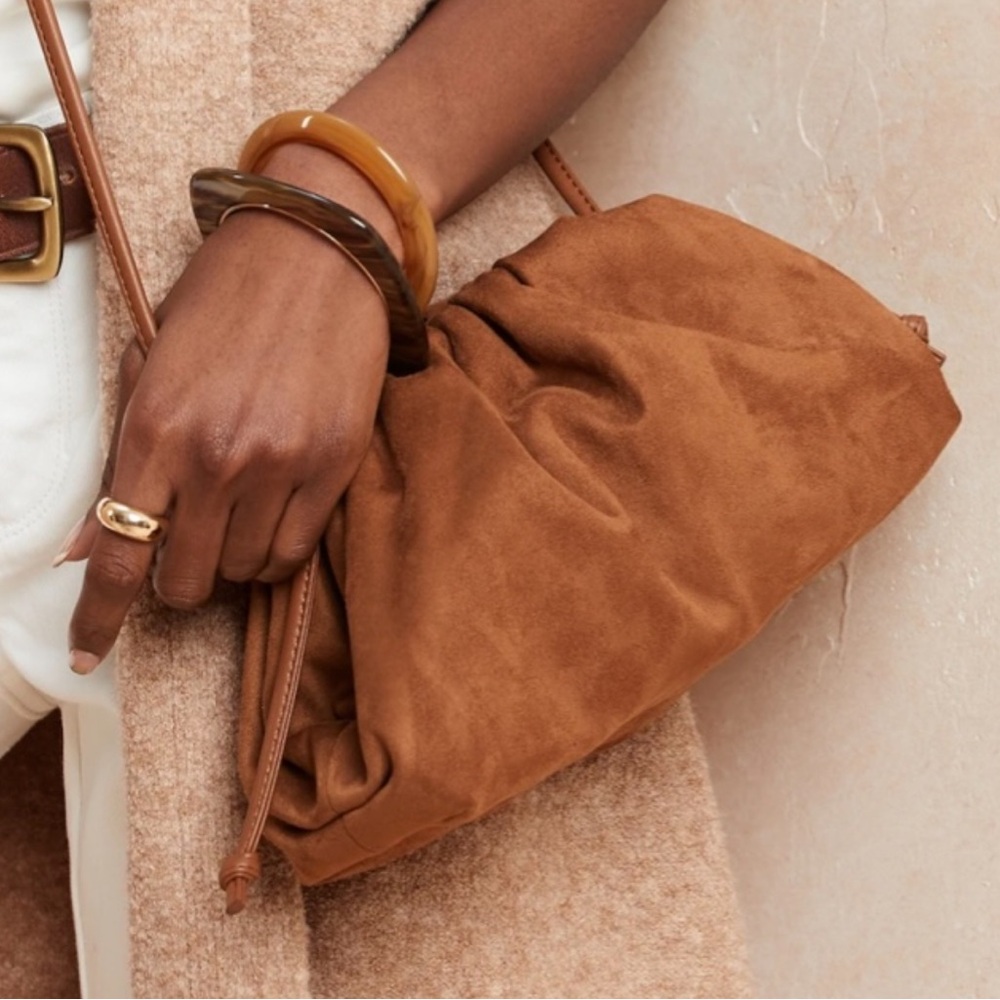 Banana Republic Faux Suede Crossbody in Cognac. Brand new!